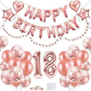 Banderole Joyeux Anniversaire 18 Ans Rose 180x110cm - Toile De Fond Décoration Fête Hommes & Femmes