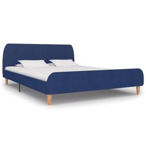 STRUCTURE DE LIT Cadre de lit Bleu Tissu 160 x 200 cm facile à asse