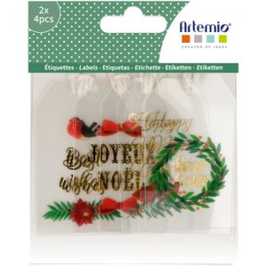 ETIQUETTE CADEAU Étiquettes transparentes - Joyeux Noël - 8 pcs