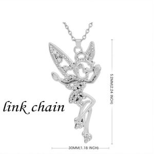 fée rose Wings Fée Clochette motif argent collier 46cm chaîne cadeau