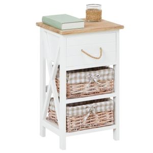 Oblak table de nuit en bois massif blanc shabby | Leroy Merlin