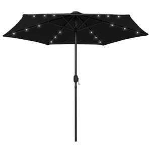 PARASOL Pwshymi - Parasol avec LED et mât en aluminium 270 cm Noir