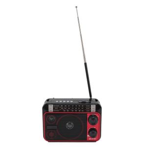 AUTORADIO Qiilu radio AM FM portable avec Bluetooth Radio Portable à ondes courtes FM AM SW, Bluetooth video autoradio Prise UE Noir Rouge