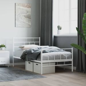 STRUCTURE DE LIT Cadre de lit en métal VIDAXL blanc avec espace de 