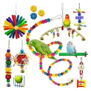 JOUET 15 jouets à mâcher pour perroquet balançoire nid d'oiseau hamac perchoir cloche cage à oiseaux jouets pour petites perruche JP009