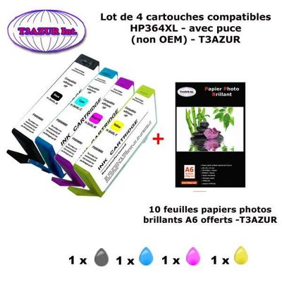 Lot De 5 Cartouches D'Encre Compatibles HP364 XL - Cyan - Pour Imprimantes HP Photosmart - Non OEM - Neuf
