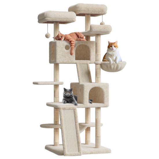 Arbre à Chat PawHut 177 Cm - 3 Plateformes, 2 Niches, 2 Hamacs | Griffoir Sisal, Stable, Pour Plusieurs Chats - 8