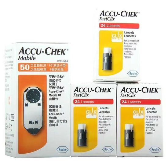 AccuChek Mobile Blood Glucose 50pcs Test Strip + 72s Fastclix Lancets