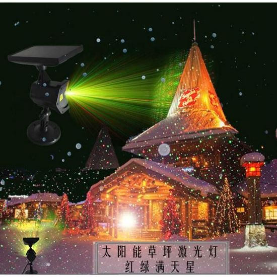 Lumière laser solaire à gazon rouge et vert 4 modes LED de Noël jardin paysage lampe du projecteur étanche Stage lumière