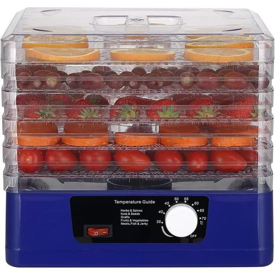 Déshydrateur Alimentaire DeeprBling 5 Plateaux - 450W, Minuterie 72H, Température 35-70°C - Sans BPA