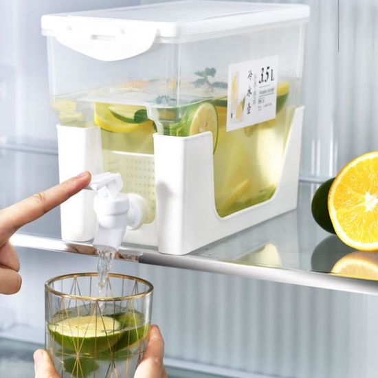 Distributeur De Boissons 5.3L Avec Robinet - Carafe à Eau Pour Frigo - Sans BPA