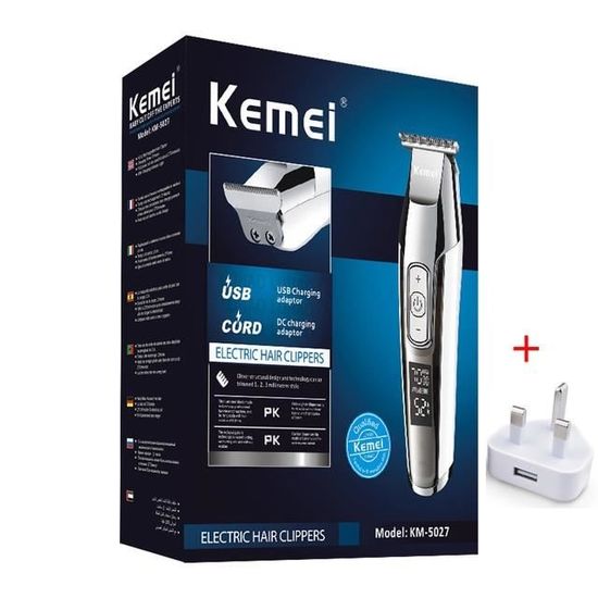 avec prise Box-UK Kemei – tondeuse à cheveux électrique professionnelle pour hommes, rasoir 40D à affichage L