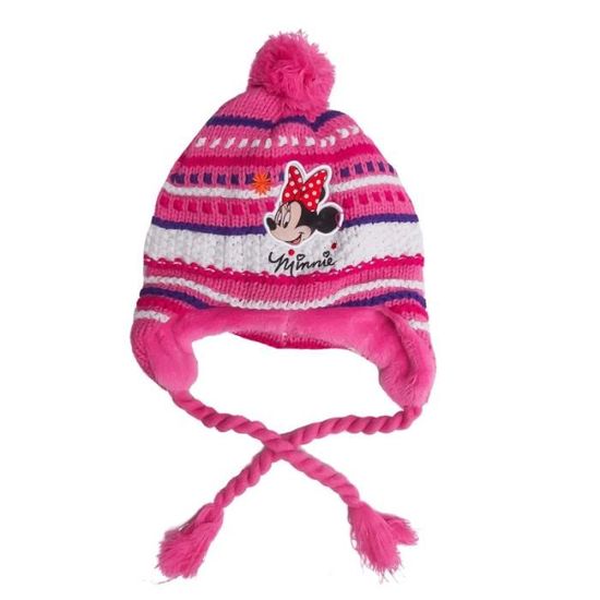 Disney Minnie Mouse Enfants Filles Beanie Bonnet avec pompon rose taille 52