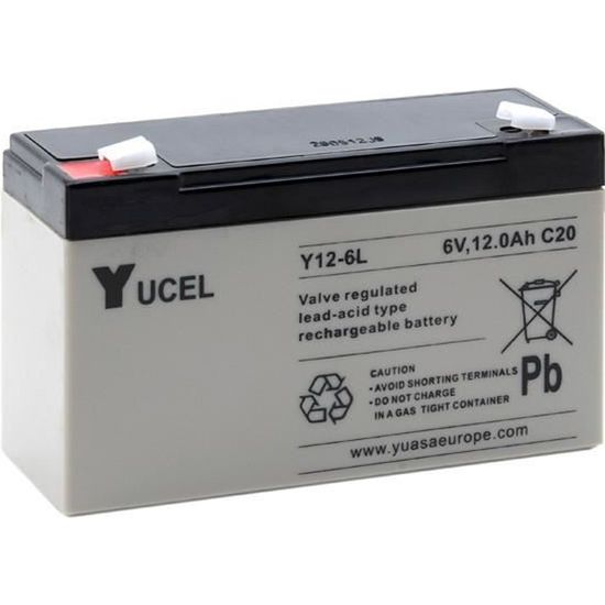 Batterie Y12-6L YUASA / YUCEL - AGM - Plomb - 6V - 12Ah 