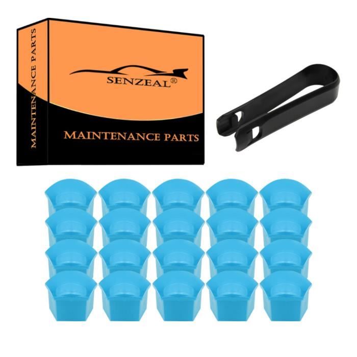 SENZEAL 20 X Coque Ecrou 19mm Roue Cache Boulon de Roue Anti Rouille pour Voiture avec Joint d'étanchéité - Bleu