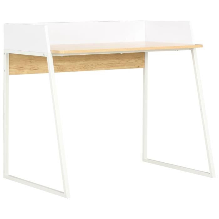 Bureau Table d’ordinateur Style scandinave Style scandinave Blanc et chêne 90 x 60 x 88 cm
