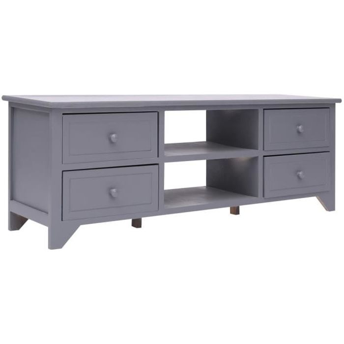 🌸1117Meuble TV Bas - Meuble de salon MEUBLE HI-FI contemporain banc télé - Meubles audio-vidéo Banc TV -Gris 115x30x40 cm Bois de