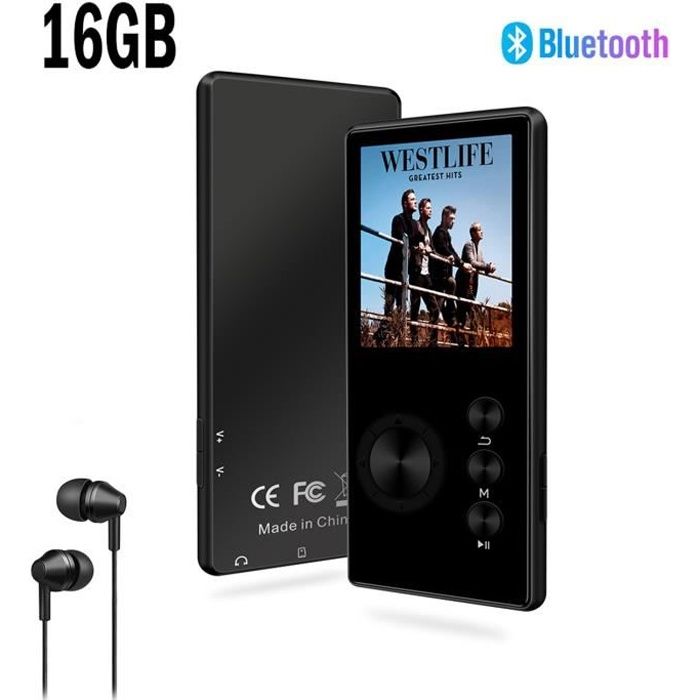SOTEFE® 16Go Lecteur MP3 Bluetooth Portable Métal Lecteur MP3 Radio FM Vidéo Hi-Fi Musique Super Son Enregistr Support Micro SD Cart