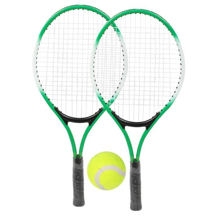 Raquette de tennis pour enfants en alliage de fer - Raquette d'entraînement pour débutants avec balle et sac de transport (vert) -NI