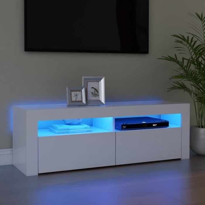 Meuble TV avec lumières LED Blanc 120x35x40 cm LEU-