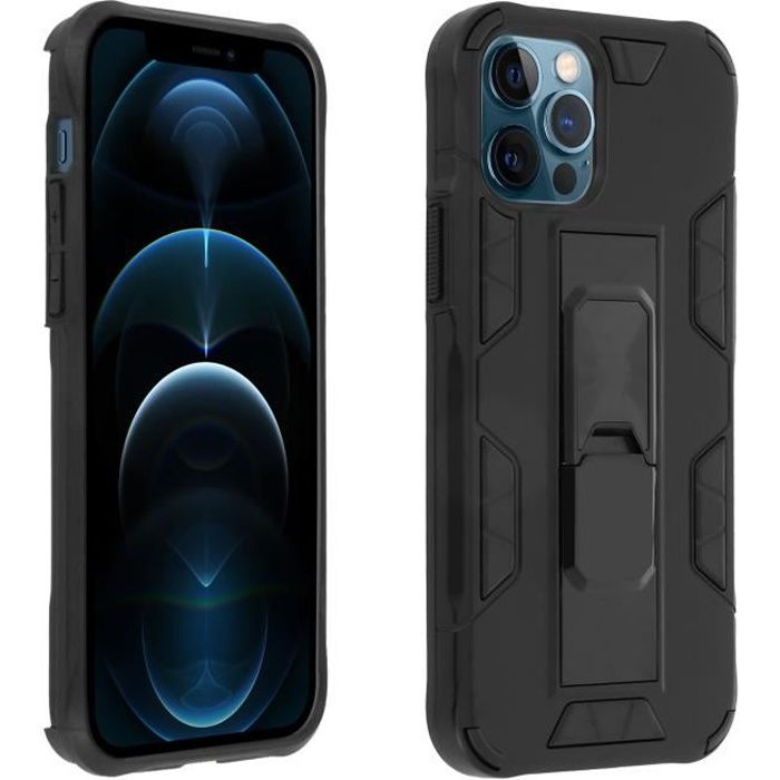 Coque Apple iPhone 12 Pro Max Hybride Antichoc Béquille Fonction Support Noir