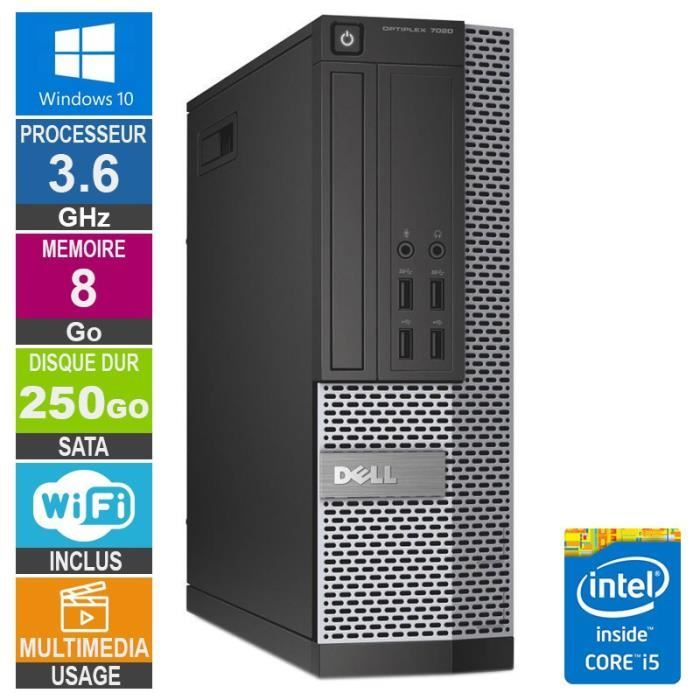 PC Dell 7020 SFF i5-4570 3.60GHz 8Go/250Go Wifi W10