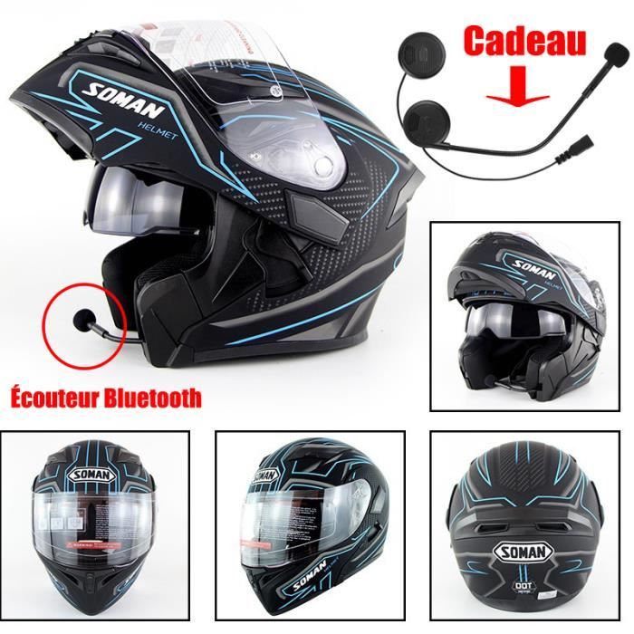 Casque Moto scooter de Marque Racing Armure complète Casque mat Motocross Pleine Couverture Casque Hors-Route et Casque bluetooth