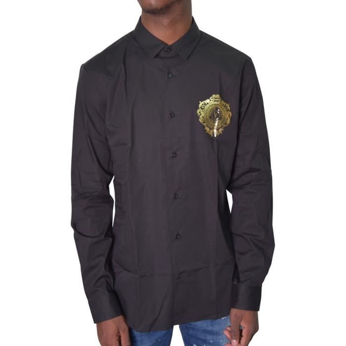 Chemise VERSACE JEANS COUTURE noir - B1GWA6S5 WUP201co SLIM LOGO CIRCLE FOIL