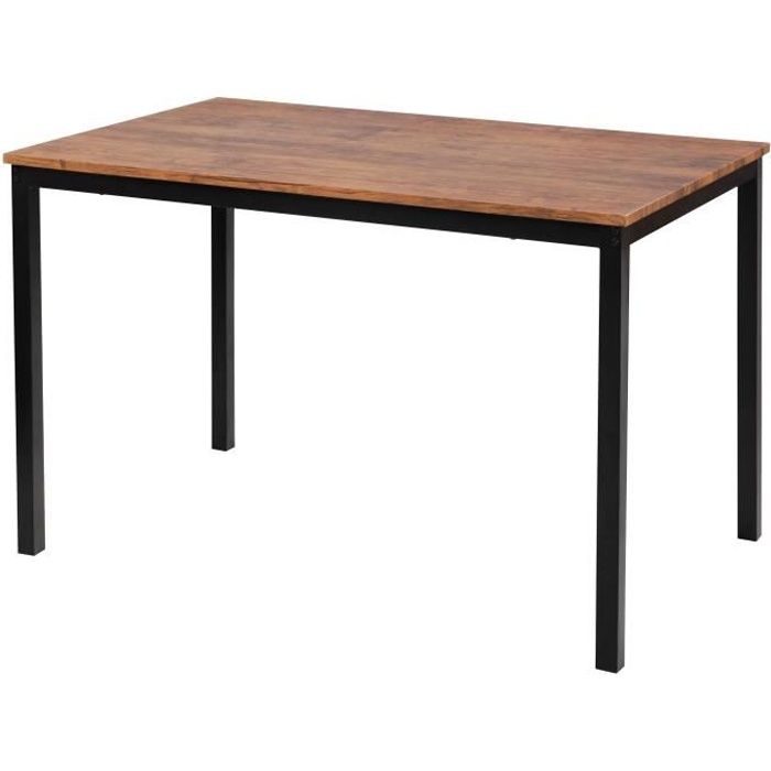 Nordlys - Table a Manger Rectangulaire Industriel Metal Bois Marron - 120 x 75 x 76 (cm) - NEWPORT
