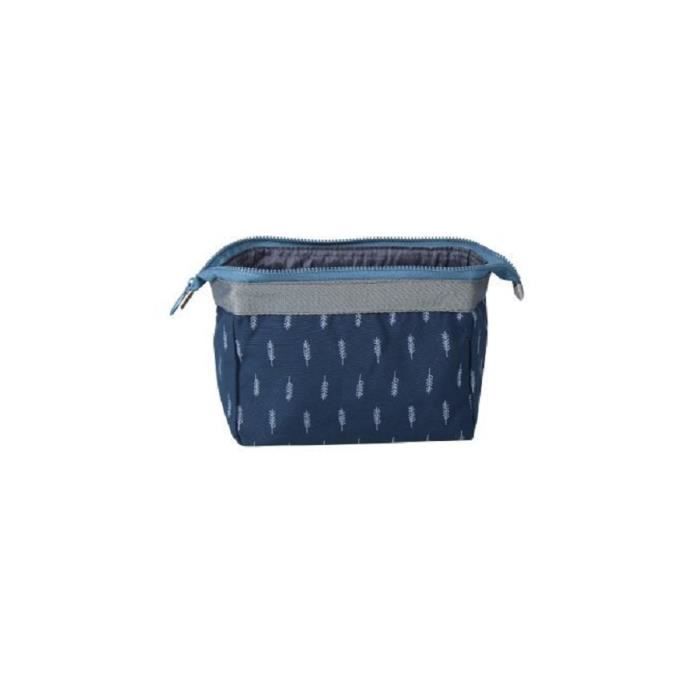 Petite Trousse de toilette Compacte pliable, trousse à maquillage, pochette cosmétique ,style japonais ( Bleu )
