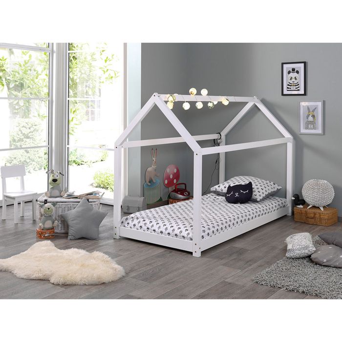 Vipack Cabane lit Maison 90x200 Blanc