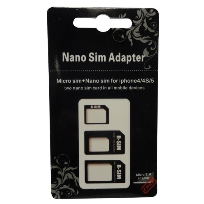 Adaptateur Sim Nano et Sim Micro vers standard