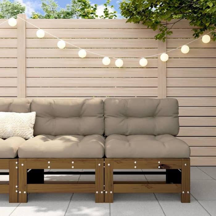 vidaXL Canapés centraux de jardin 2 pcs miel - vue 2