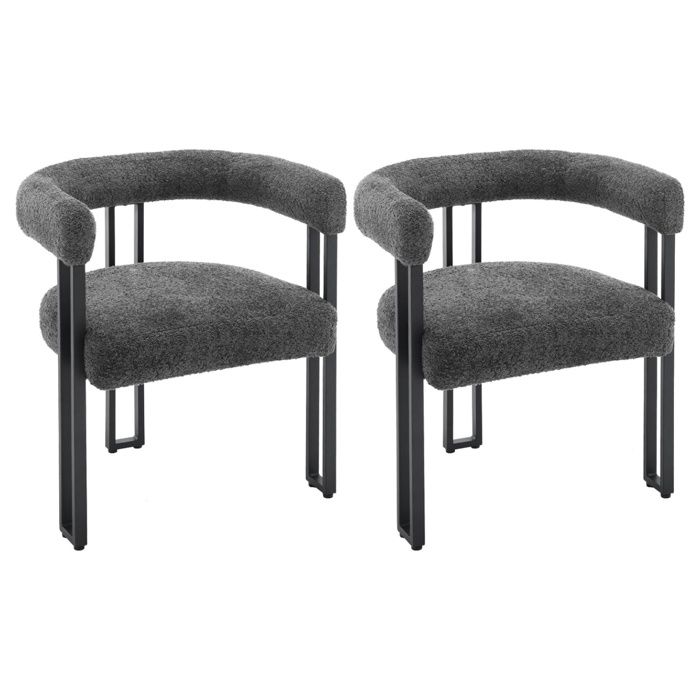 WOLTU Lot de 2 Chaises de Salle à Manger Chaise Salon en ChenillePieds en Métal Fauteuil Chambre Moderne Gris Foncé W0ATT0321-2