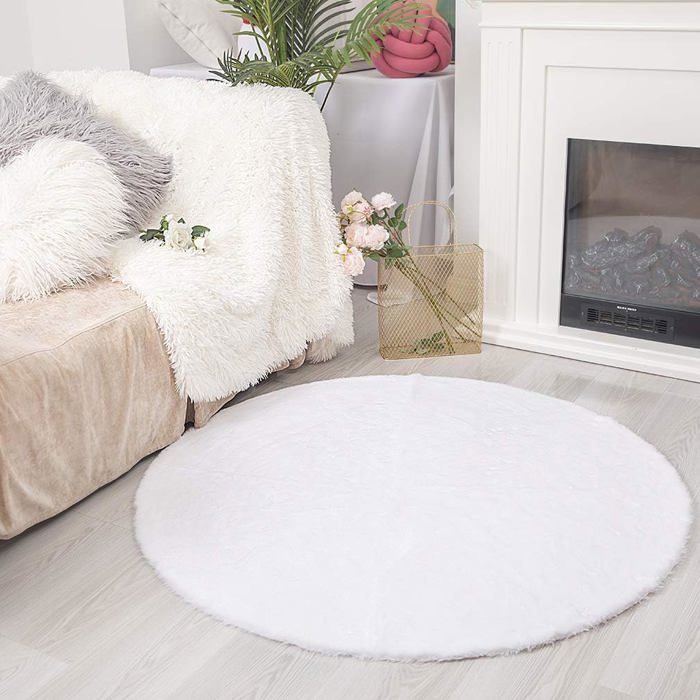 ORINOVA Tapis Blanc Chambre Moelleux 60x90 Cm - Fausse Fourrure Doux Tapis Salon Lavable Duveteux