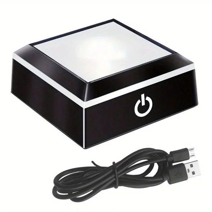 Base Lumineuse LED à Changement De Couleurs - Support Présentation Pour Bijoux, Statues, Avec USB