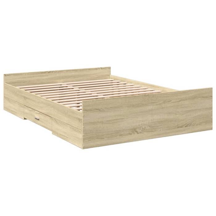 HOMCOM Lit Double 140x190 Cm Métal Noir - Cadre De Lit Avec Tête De Lit Réglable 5 Positions, Sommier à Lattes, Rangement Sous Lit 20 Cm - Montage Facile