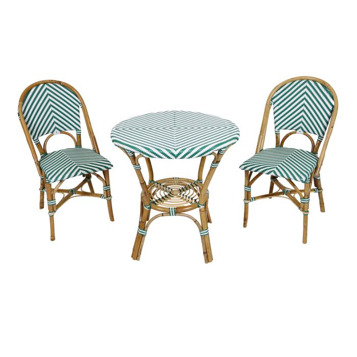 AXI Jacqueline Table et Chaise Bistrot Vert/Blanc 2 Chaises 1 Table Ensemble Bistro Extérieur Table de bistro avec 2 chaises