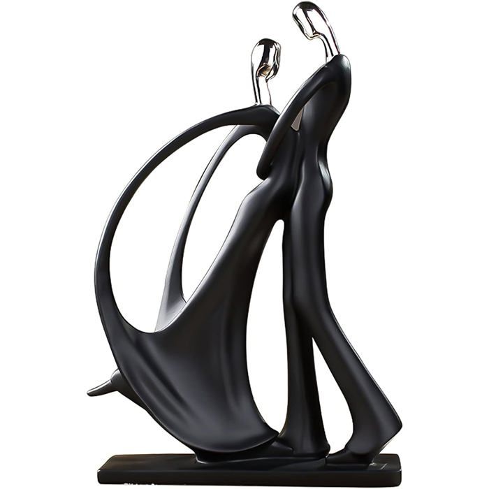 Statue décorative - PZCC - Modèle 414 - Couple dansant abstrait - Résine or/noir - 18x5x28 cm