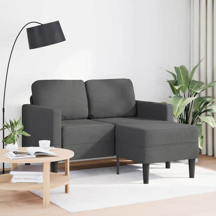 Printemps/été 2025 Canapé 2 places en L - JM - avec méridienne - allie style - gris foncé 125 cm lin EU3450