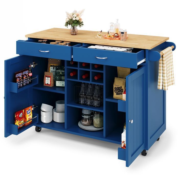 Îlot De Cuisine Moderne Pliable - Buffet Chariot En Bois Avec Rangement, Table à Manger Extensible, Blanc