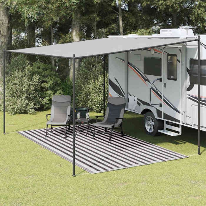 Prix bas - Tapis auvent de caravane-Tapis de tente 200x400 cm Anthracite et blanc （117752873154)