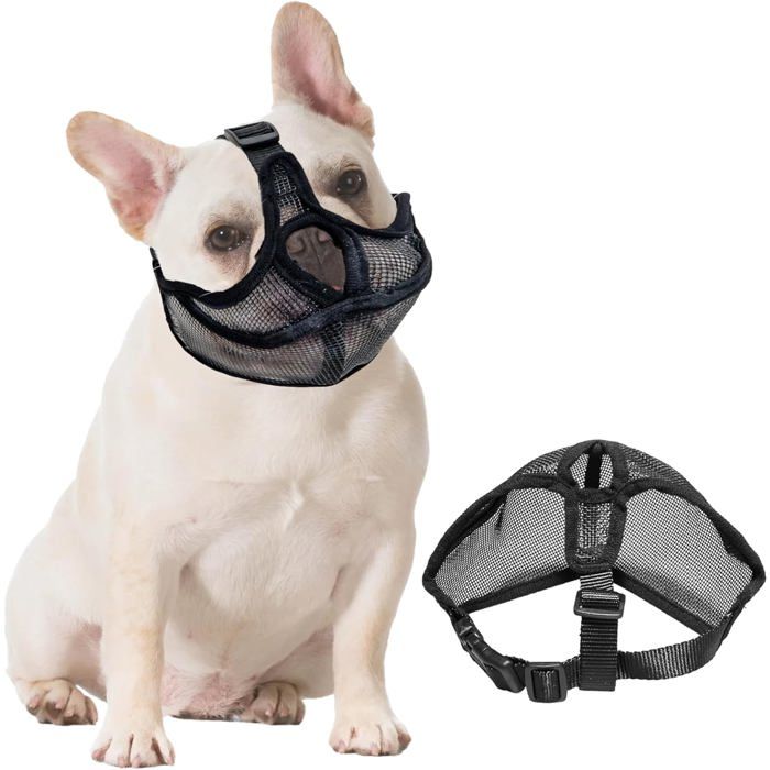 Muselière Bouledogue Muselière pour Chiens à Museau Court Maille Muselière Bouledogue Chien Respirant Masque，m