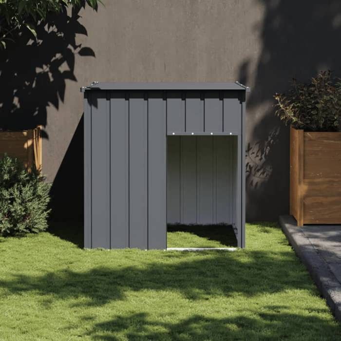 Meilleurs prix pour Niche pour chien - vidaXL - Toit anthracite - Acier galvanisé - 110x103x109 cm