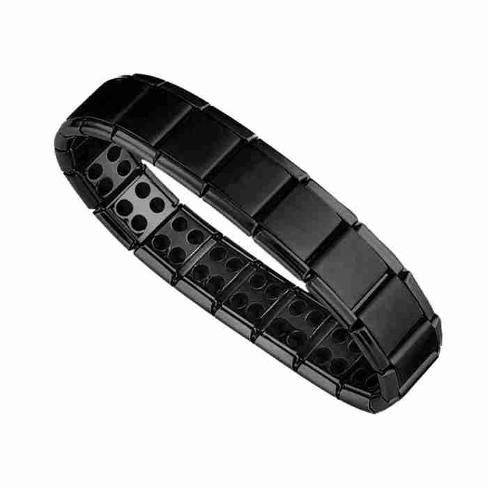 Bracelet acier titane noir soins santé - Ions négatifs réglable femmes/hommes