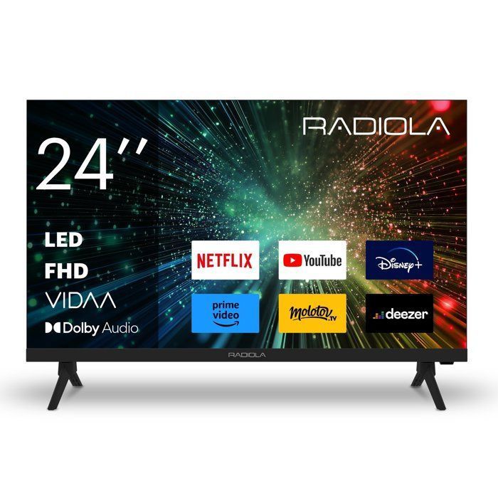 RADIOLA  - RA24A2 - T&eacute;l&eacute;viseur D-LED 24(60cm) - Smart Vidaa - HDMIx3 - Netflix - Youtube - 1920 x 1080 HD - USBx2 - Mode Hotel 