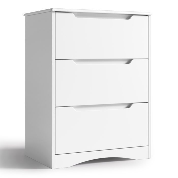 Commode 3 Tiroirs - Bealife - Commode de Chambre - Blanc - 62 x 41 x 82 cm - Style Scandinave