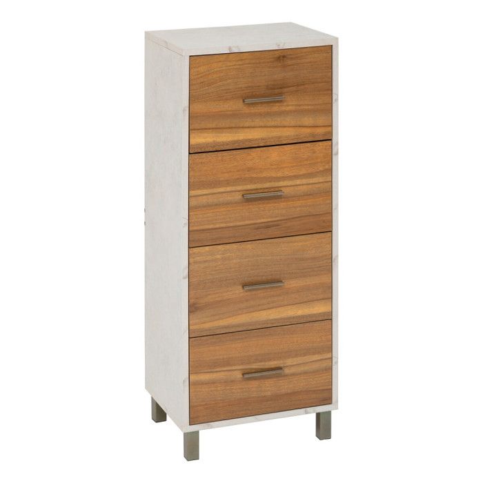 Meuble De Salle De Bain Come 4 Tiroirs Bois Et Effet Marbre - 5five