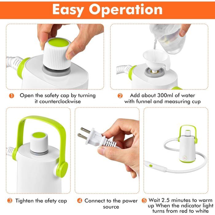 GIANTEX Nettoyeur Vapeur à Main 1000W 3 Bars de Pression Nettoyage à Vapeur Portable de Réservoir dEau 300 ml 10 Accessoires - Giantex