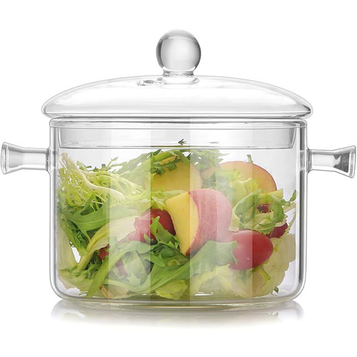 Casserole en verre avec couvercle - ESTAMPILLE - 1 4 l - 15x12 cm - Transparent - Résistant aux hautes températures